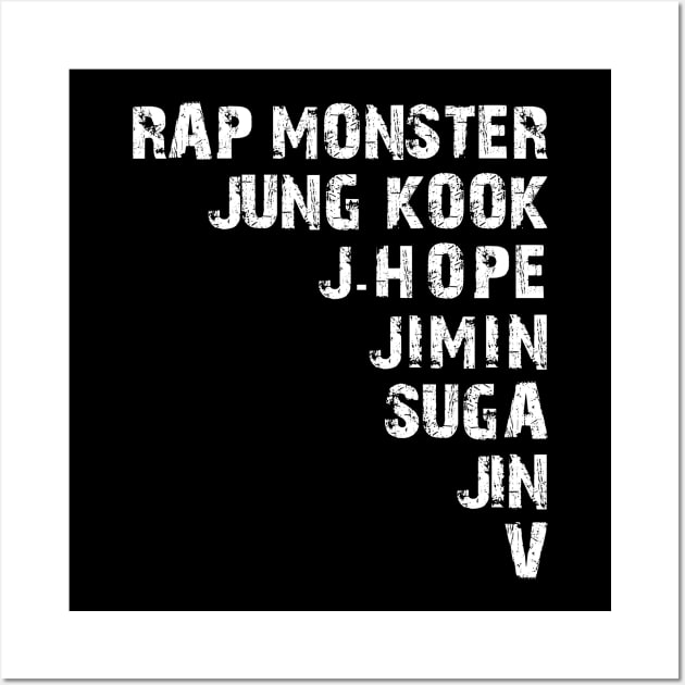 KPOP BTS BANGTAN BOYS MEMBERS NAMES Wall Art by LySaTee